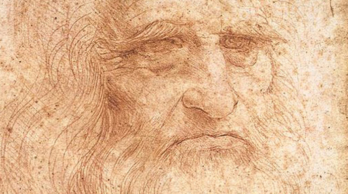 portrait de Léonard de Vinci en sépia