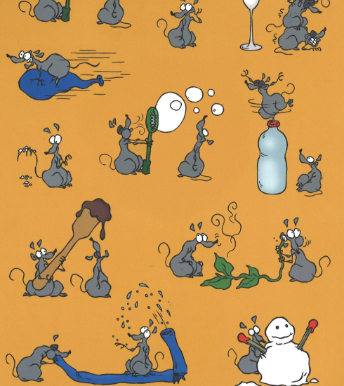 illustrations de plein de petites souris faisant des expériences scientifiques